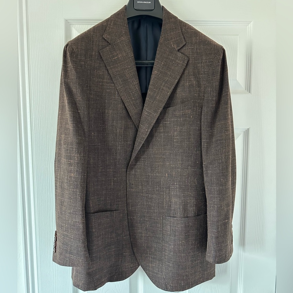 BROWN WOOL SILK LINEN JACKET